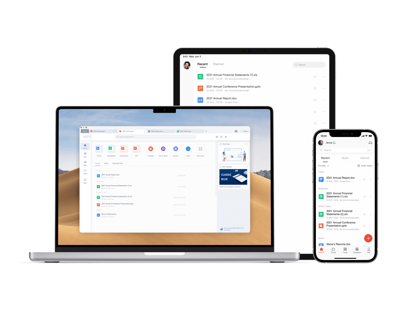 WPS Office多设备界面展示